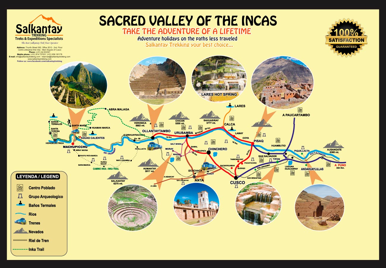 Sacred Valley of the Incas map and itinerary