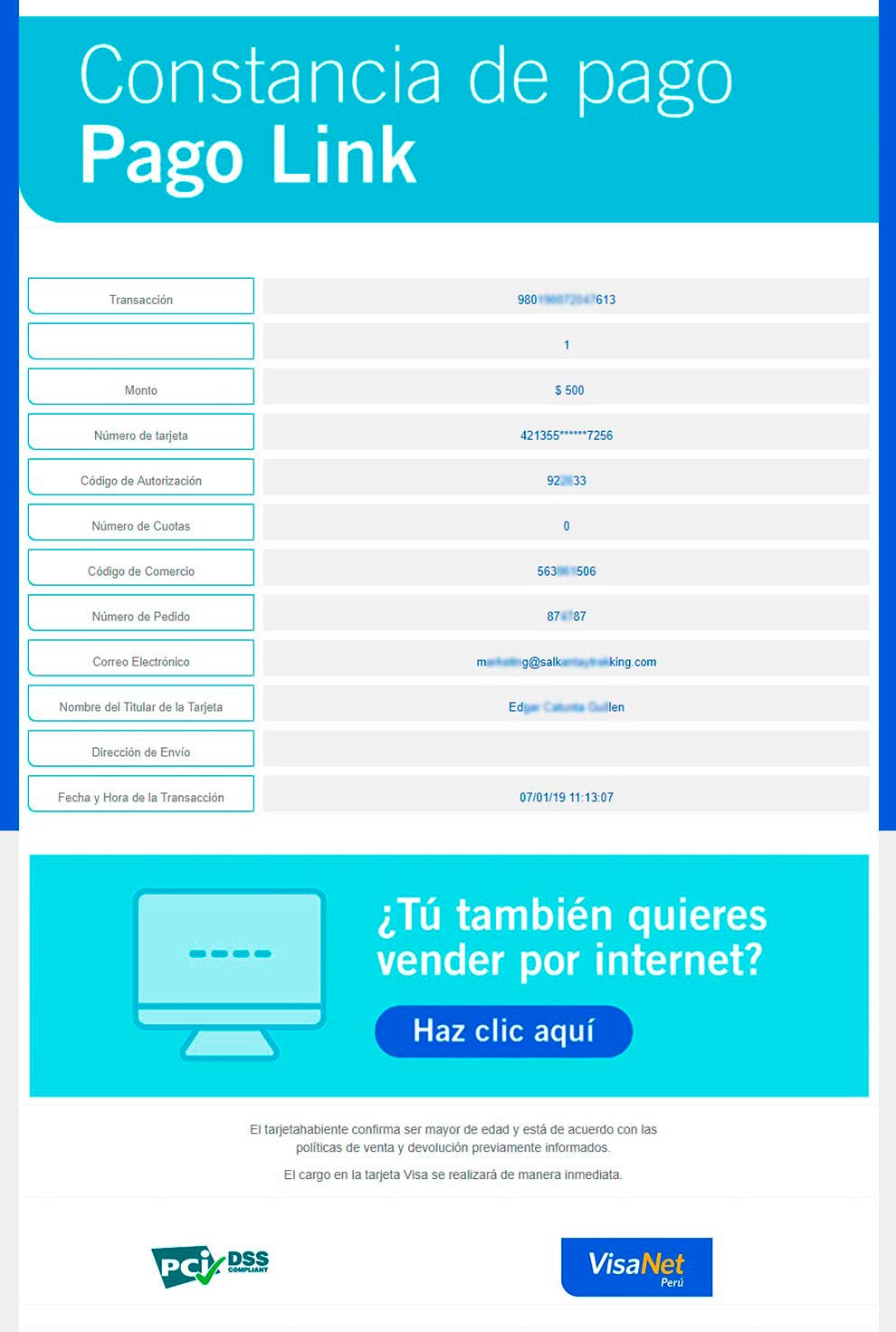 Online Payment VISA | Credit Card