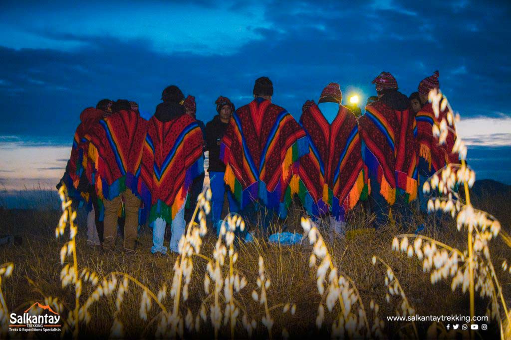 Group of people in andean ceremony