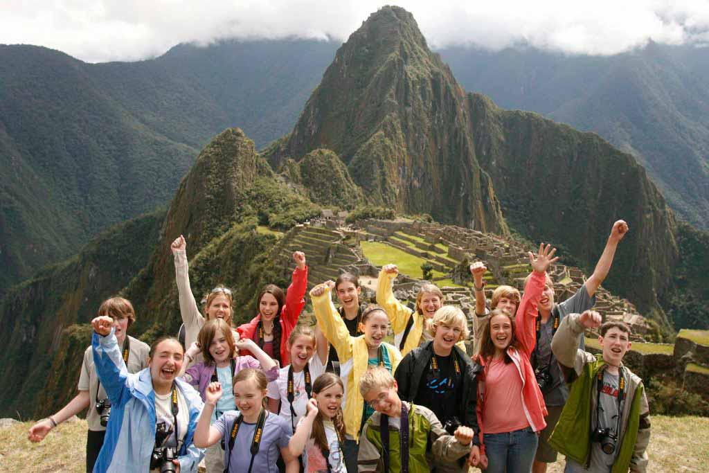 Machu Picchu and happy people