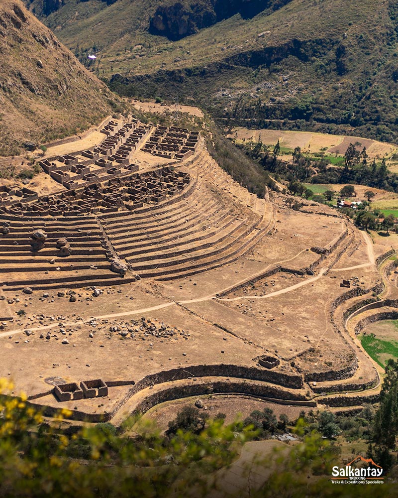 The llactapata archaeological site in inca trail 