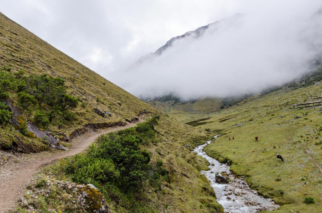 Mountains, path and clouds
