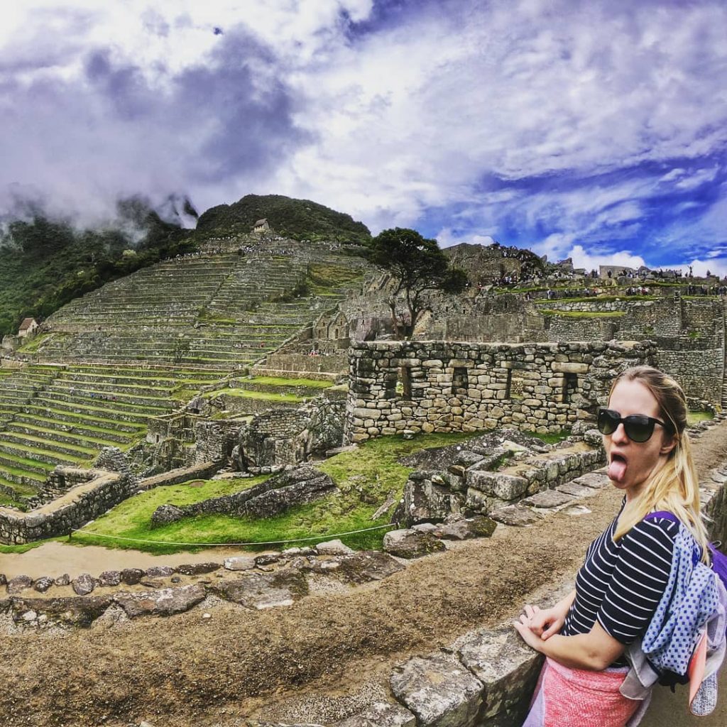 Woman and archeological site