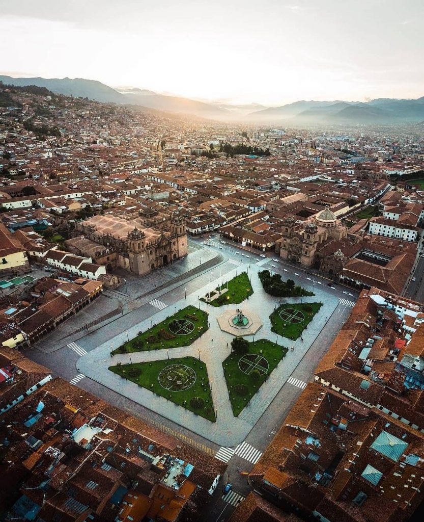 The main square of the city of Cusco, Peru. Located in the historic center of the city of Cusco.