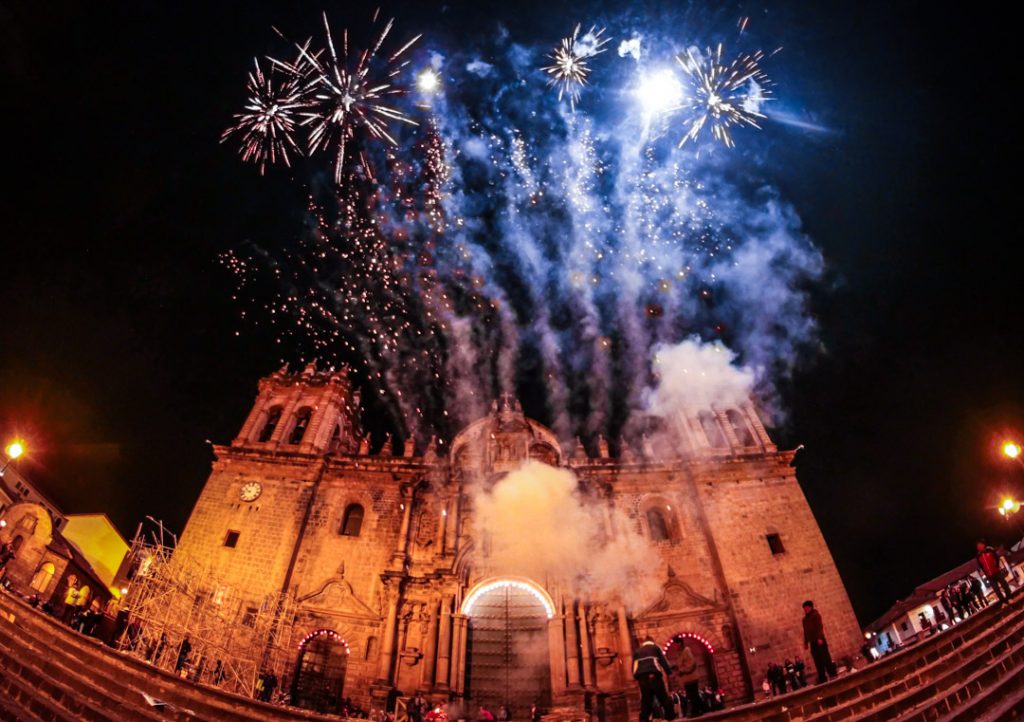 Firework at Cusco's main square