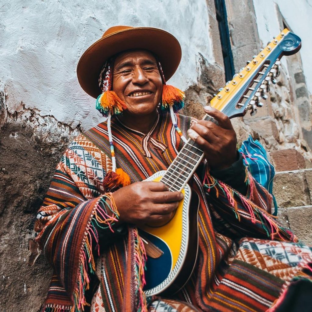 Traditional musician holding a bandurria