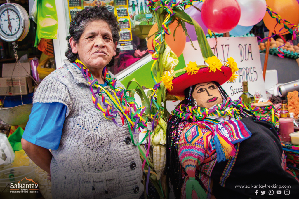 Woman celebrating festivity of Comadres in Cusco
