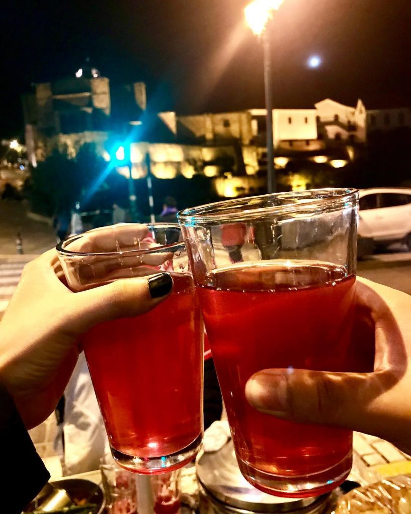 Glasses with medicinal drinks