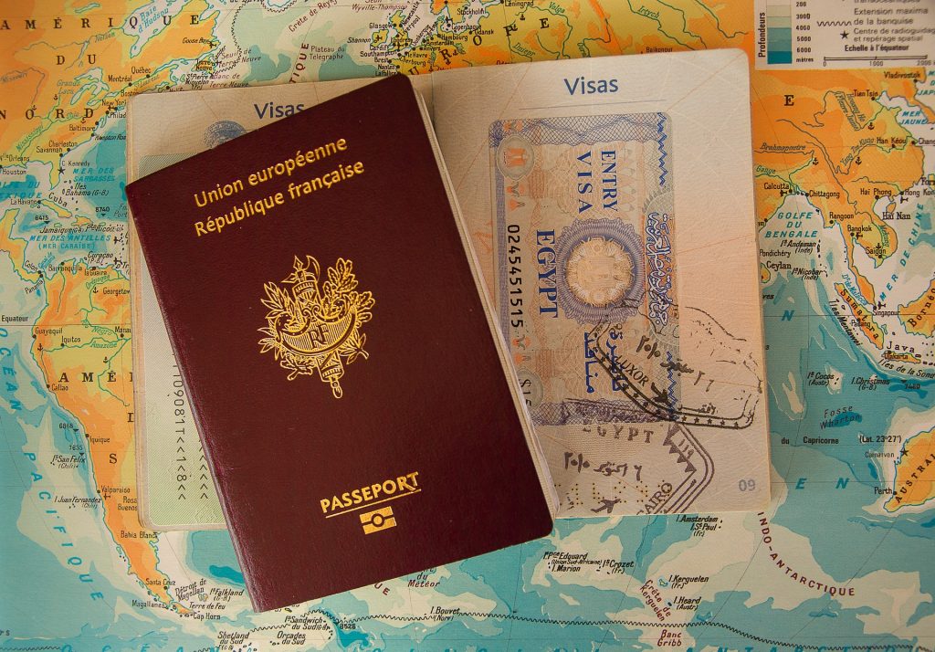 Image of a travel wallet with travel documents