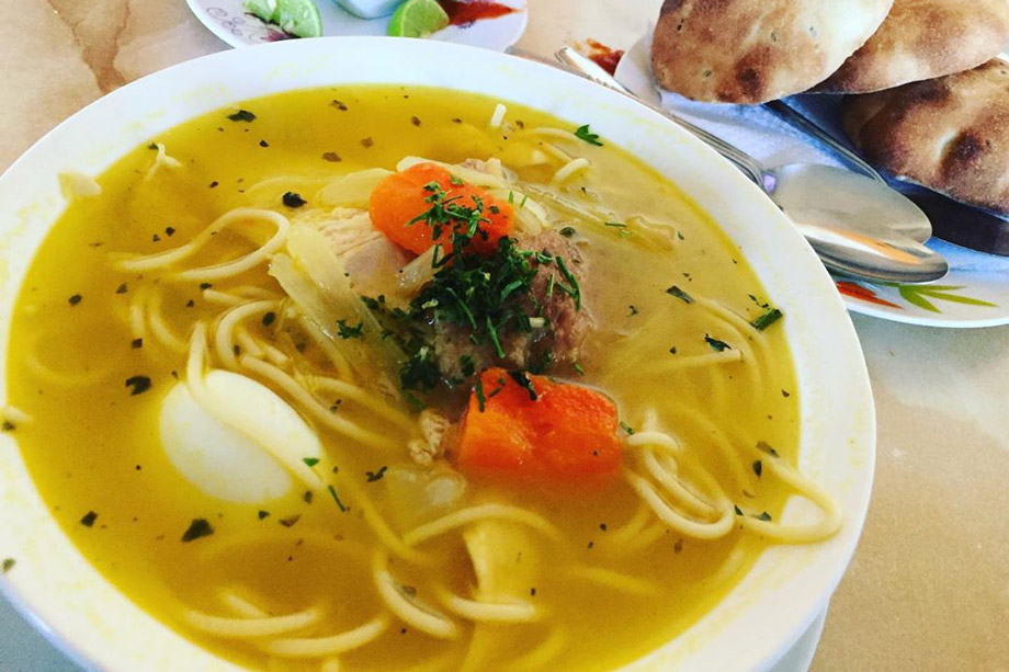 Caldo de gallina or Peruvian chicken soup