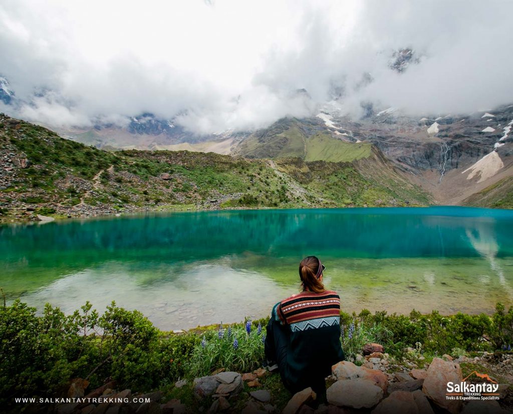 Picture of tourist in the famous lagoon Humantay