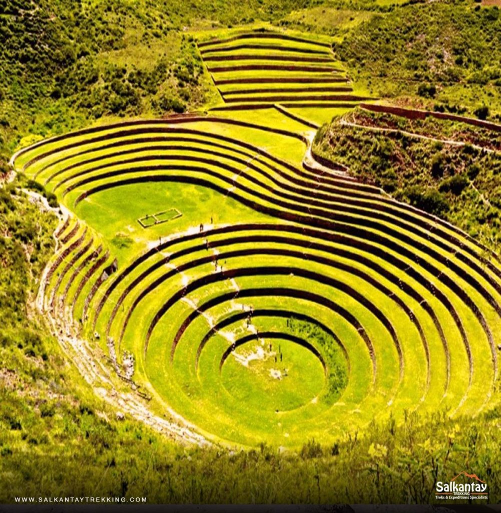 Panoramic view of the archaeological site of Moray in Cusco