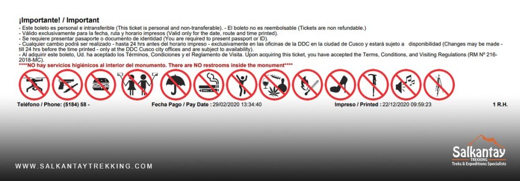 Machu Picchu Rules and Regulations