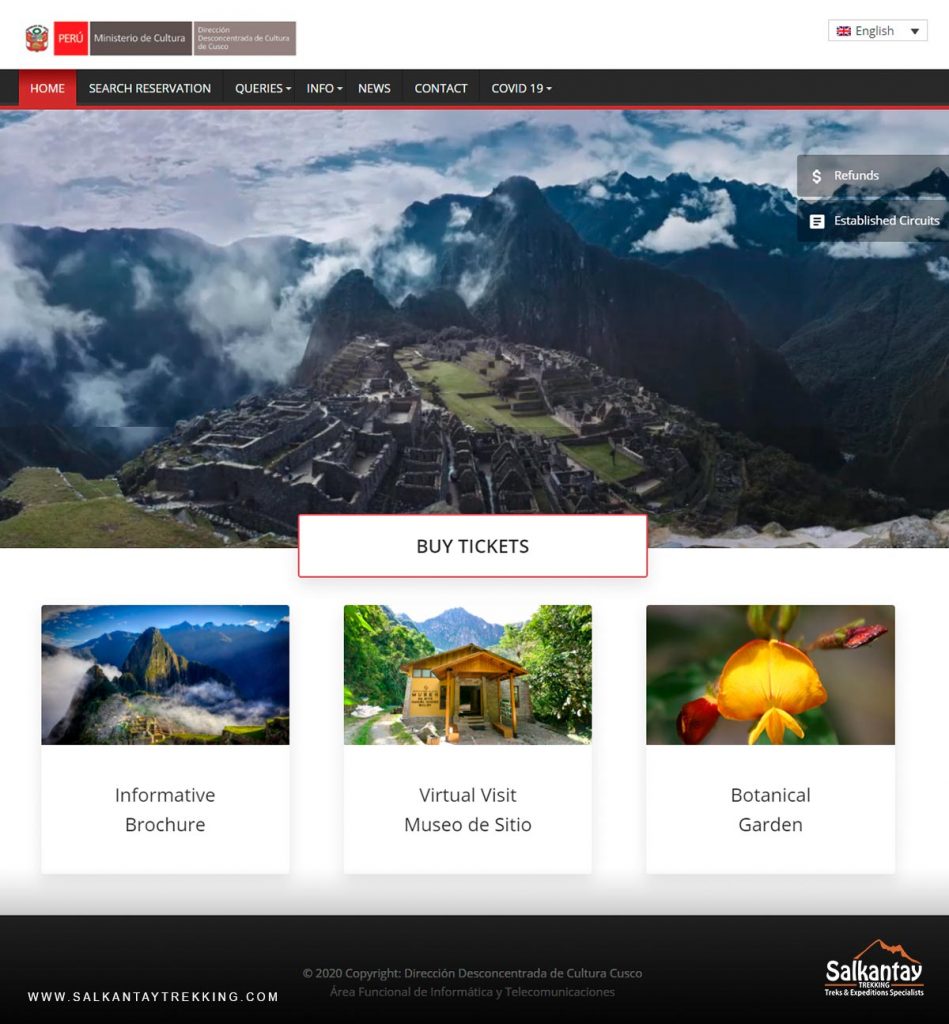 Machu Picchu Ticket - Online