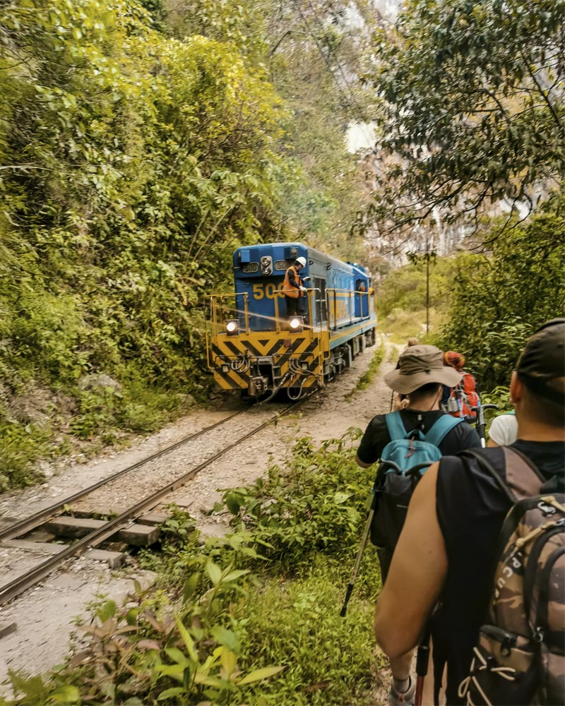 Walking to the town of Aguas Calientes