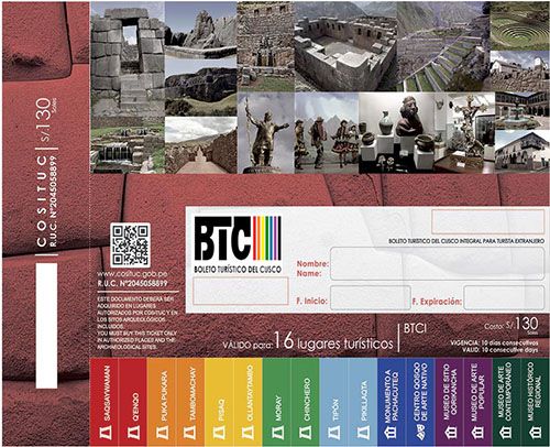 This is the ticket you need to get in many of the attractions around the city as well as in the Sacred and Southern Valleys.