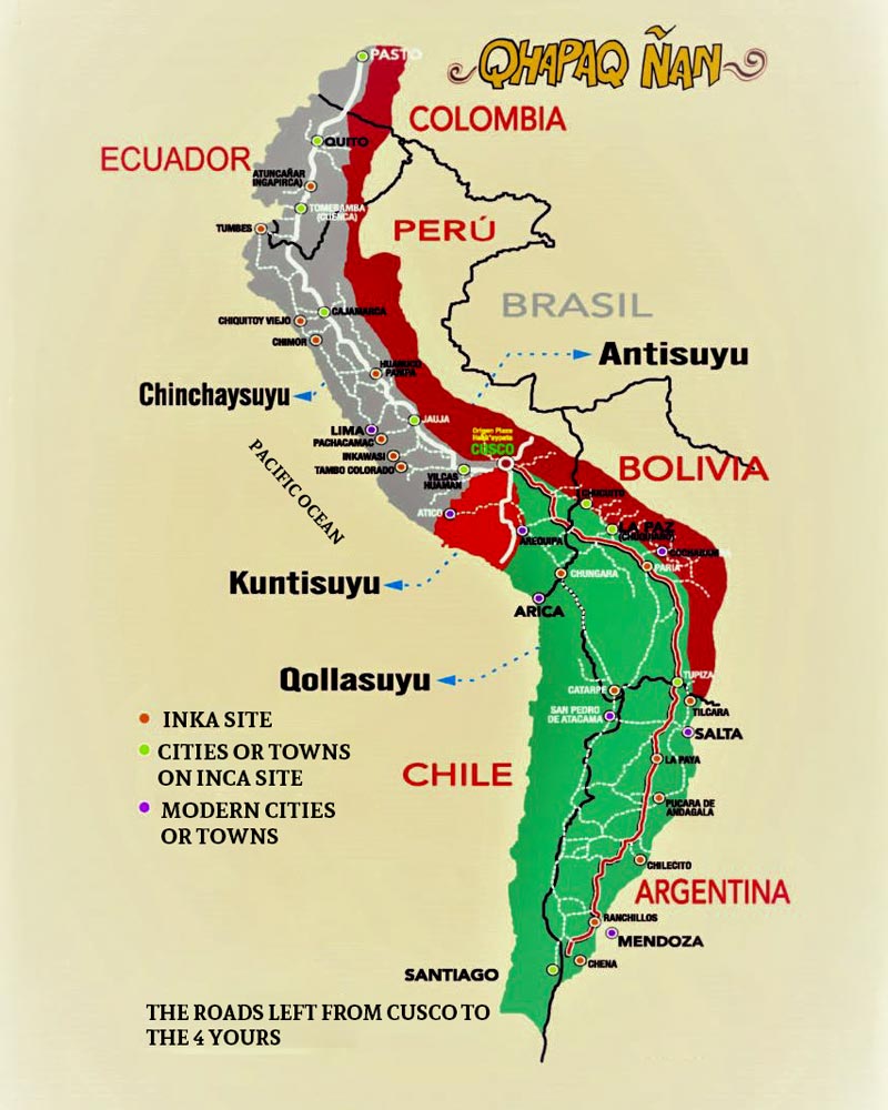 Map Qhapaq Ñan or Inca Trail