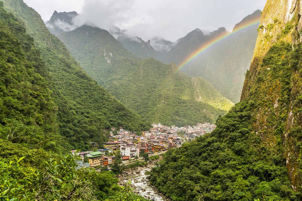 Panoramic view of Machu Picchu village