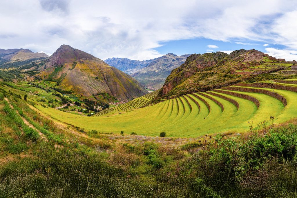 Panoramic view of the terraces of the archaeological site of Pisac