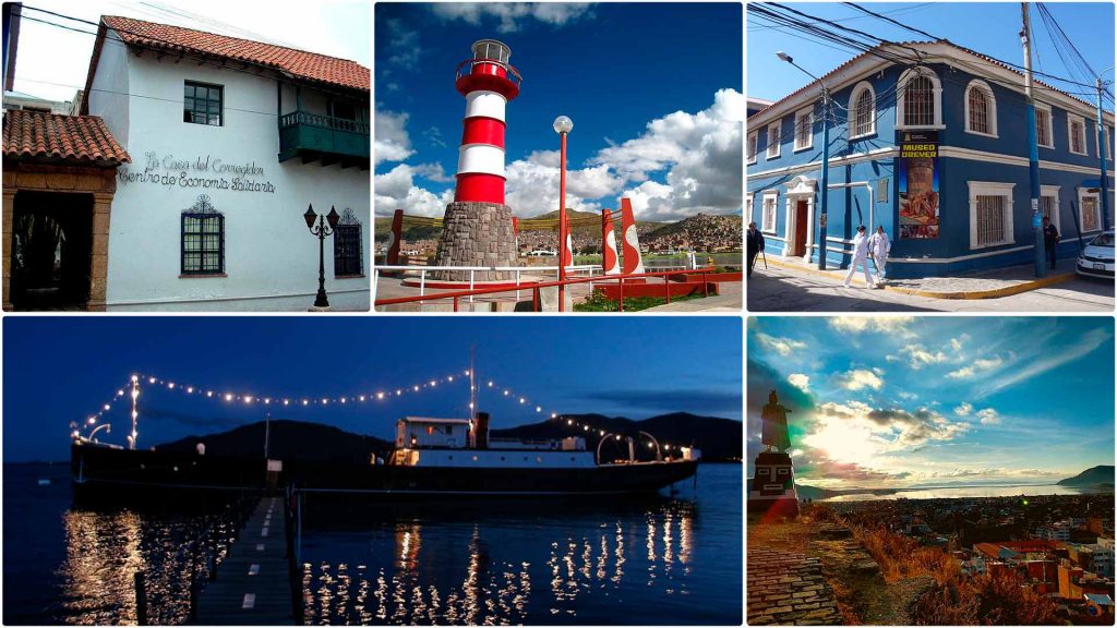 Collage corregidor house faro square dreyer museum yavari ship cerrito de Huacsapata
