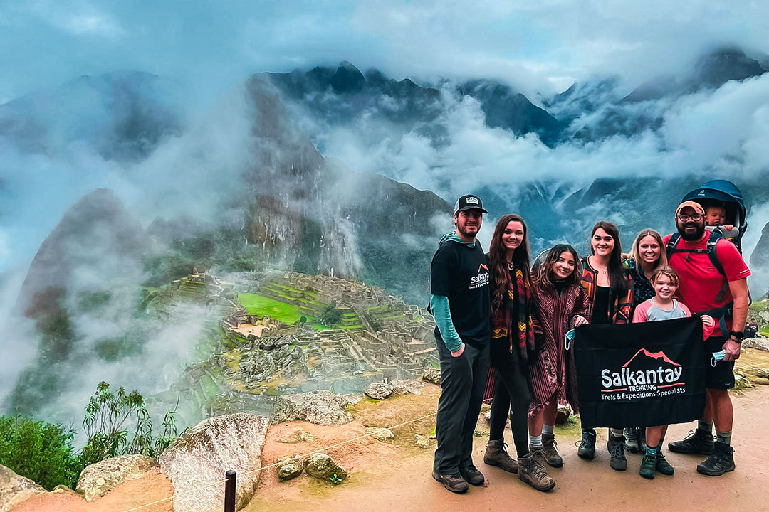 Traditional photo of a family group at Machu Picchu