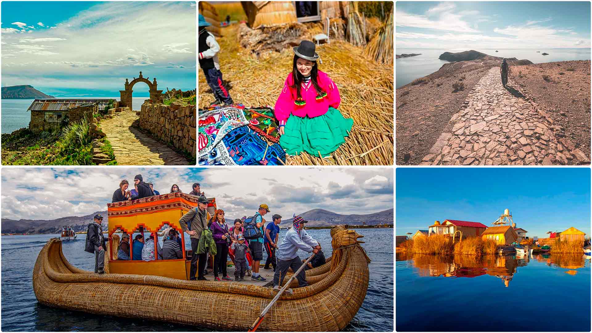 Collage of photos of the attractions in Puno