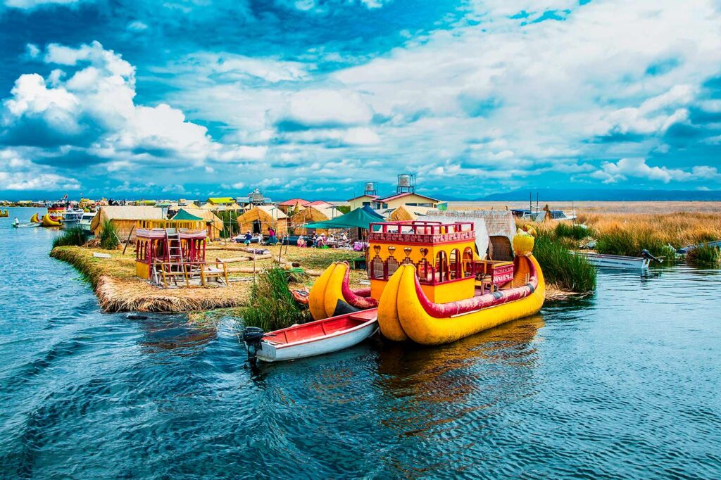 Floating islands of the uros in Puno, Peru
