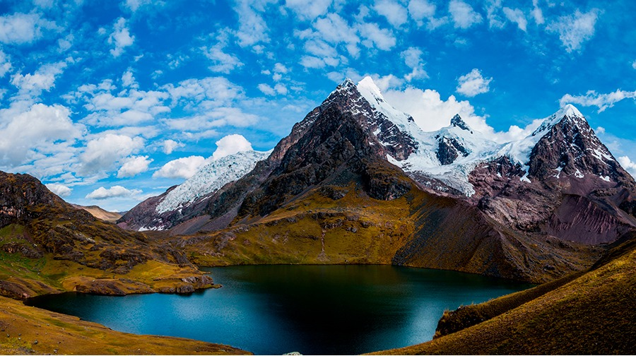 snow caped mountains