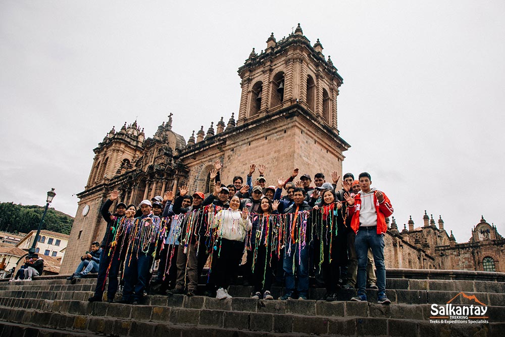 Our group of muleteers in the main square of Cusco.