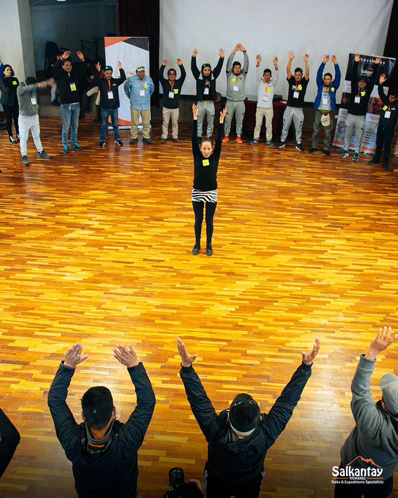 Tour guides doing dynamic activities