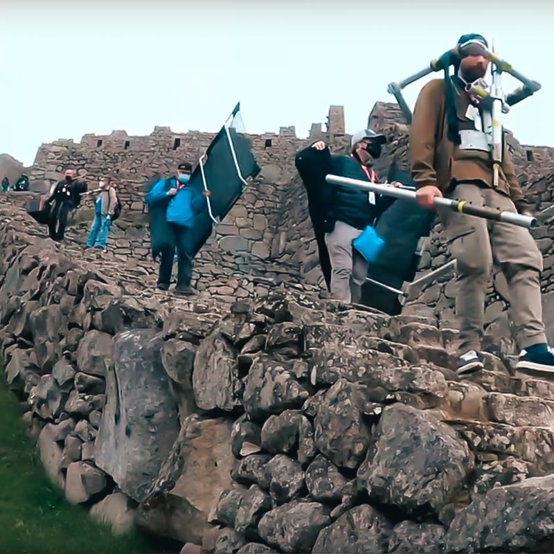 Recording the film in Machu Picchu