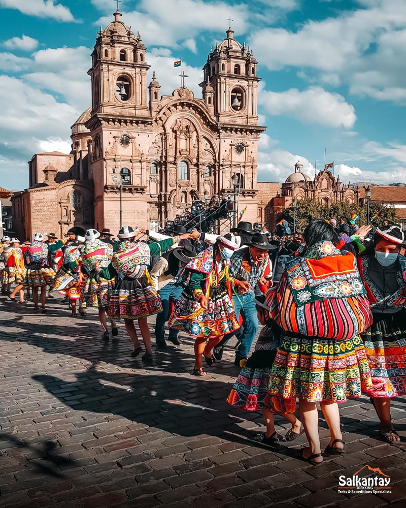 The parade of traditional dances in the imperial city of Cusco