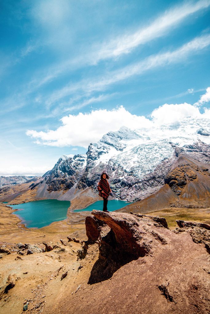 Women with poncho in the Ausangate trek in Peru