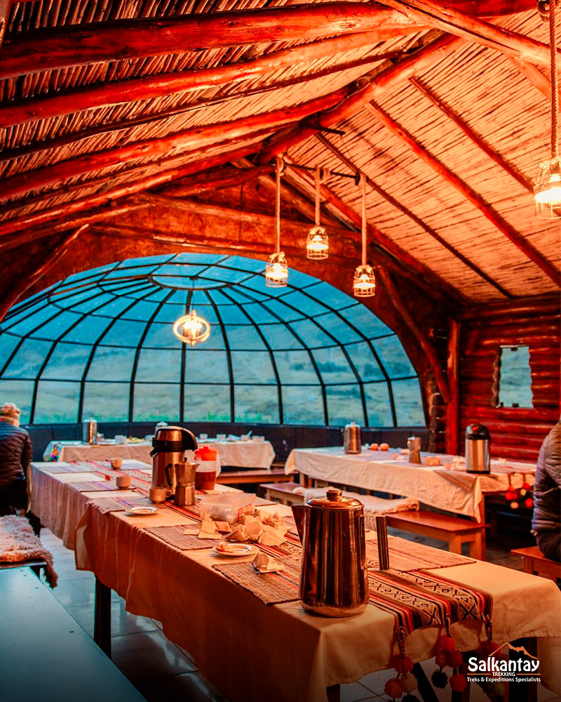 dining room in sky camp Peru