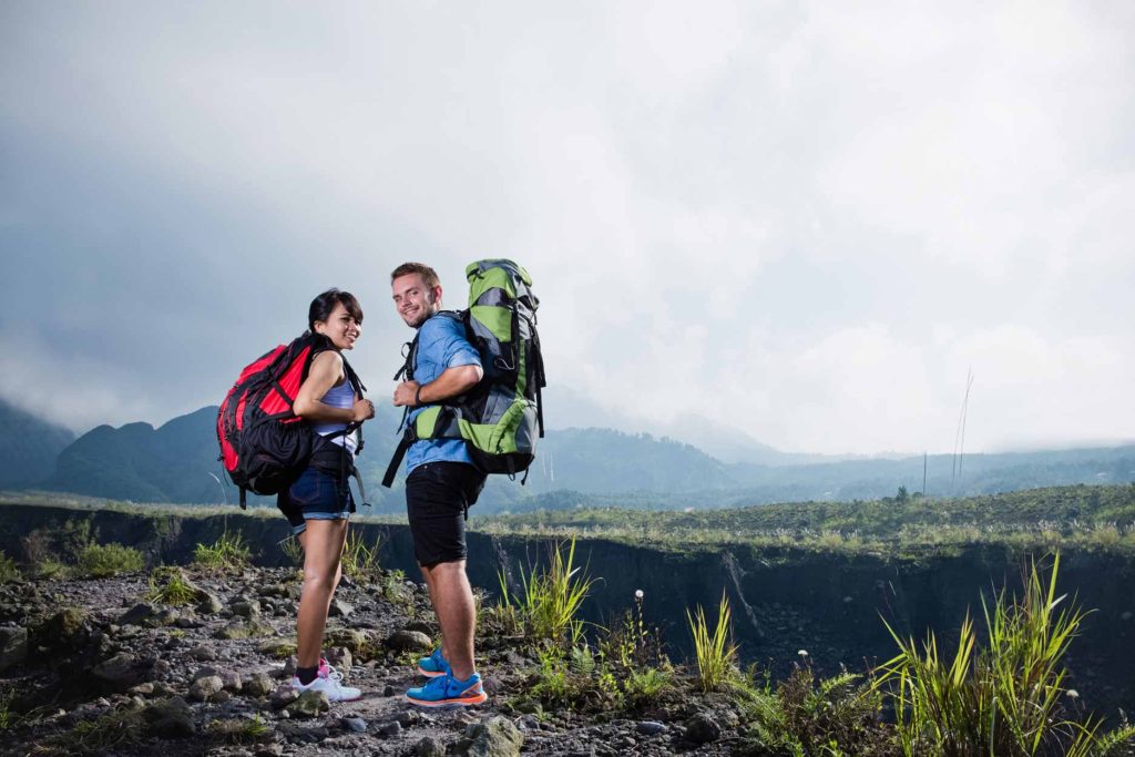 Couple trekking in Peru
