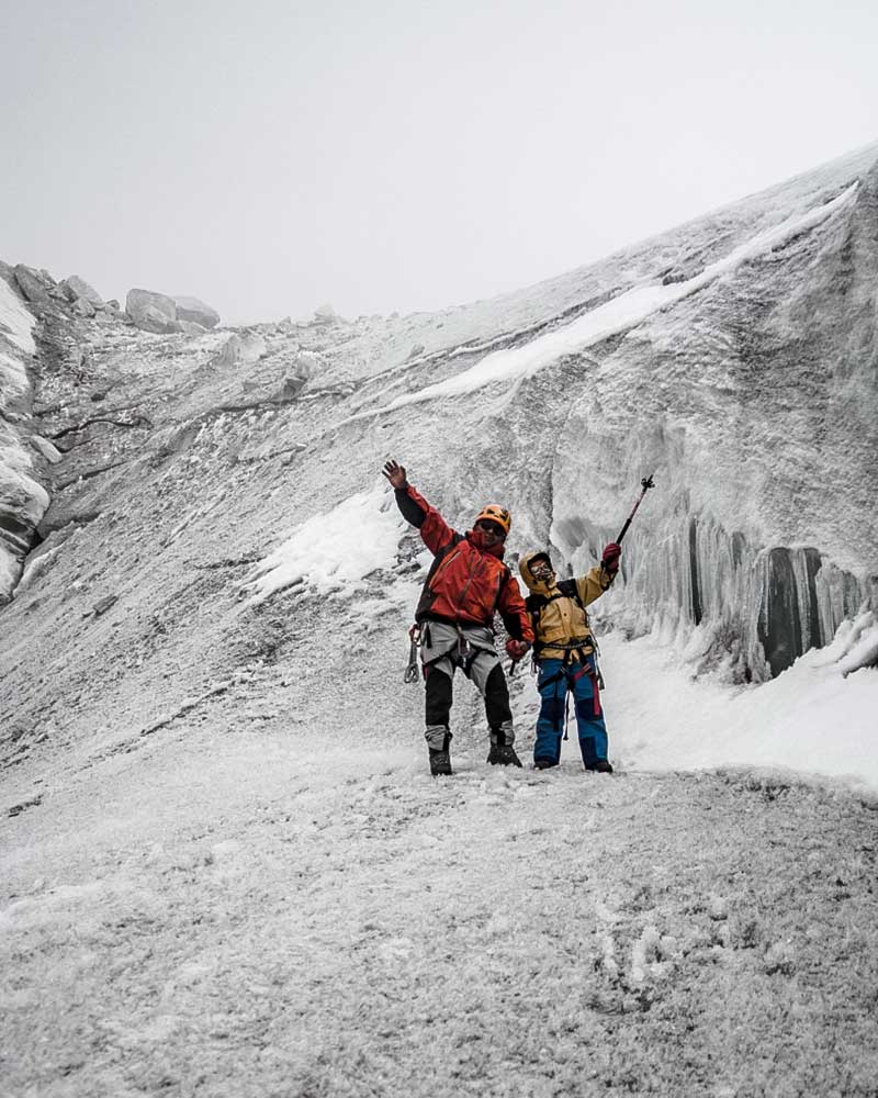 Father and son trekking at Everest Base Camp in Nepal