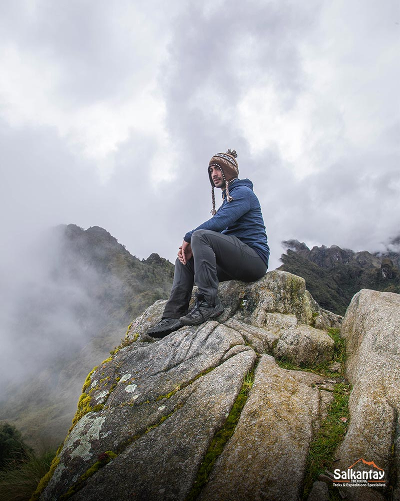 Traveler observing nature in rainy season