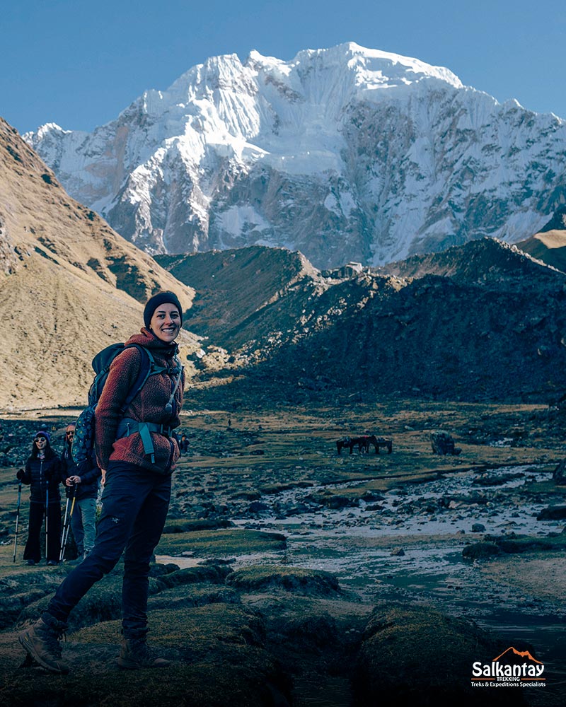 Photograph of a woman on the Salkantay Trek to Machu Picchu