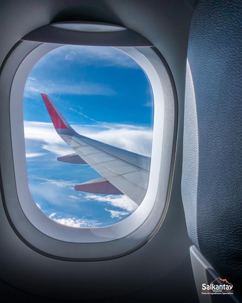 Airplane flying the Peruvian Andes