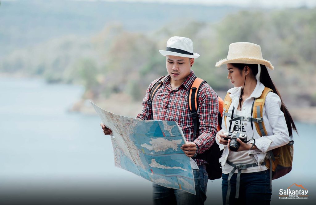 Image of a tourist with all travel essentials