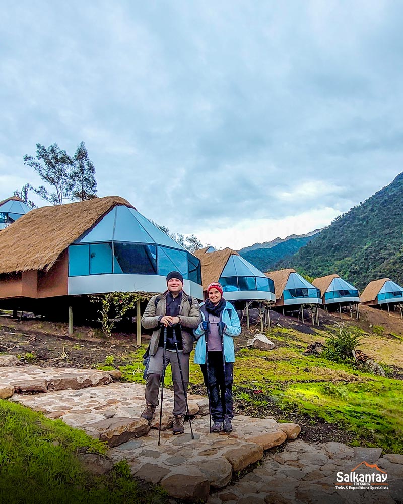 Two tourists at the Mountain Sky View luxury camp