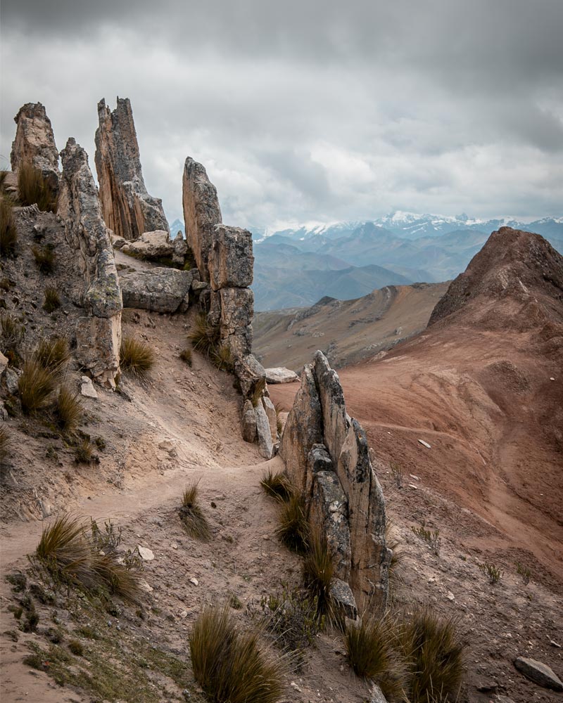 Panoramic photo of the forest of giant stones in the colorful mountain of Palccoyo.