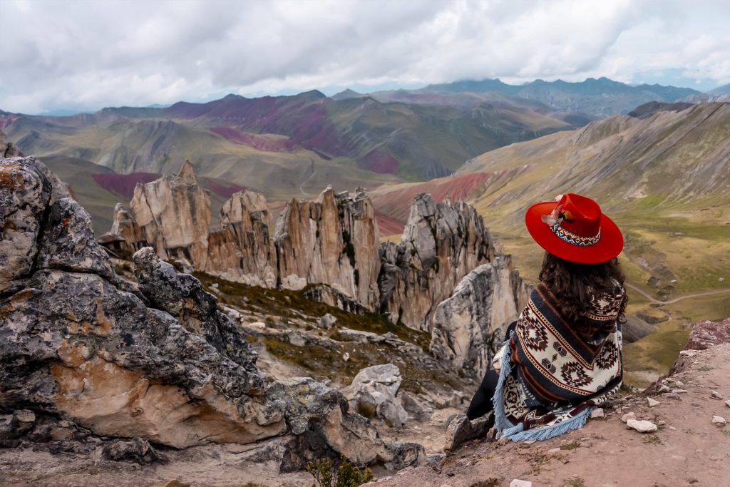 Tourist in the forests of giant stones of Palccoyo