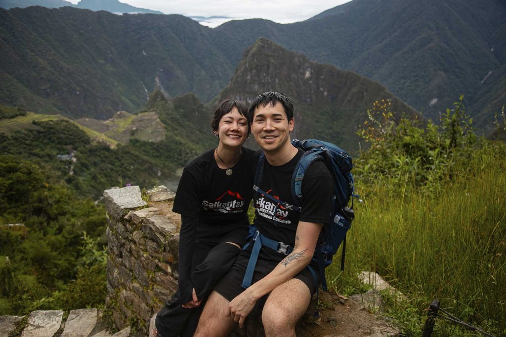 A couple hiking the Inca Trail in Cusco