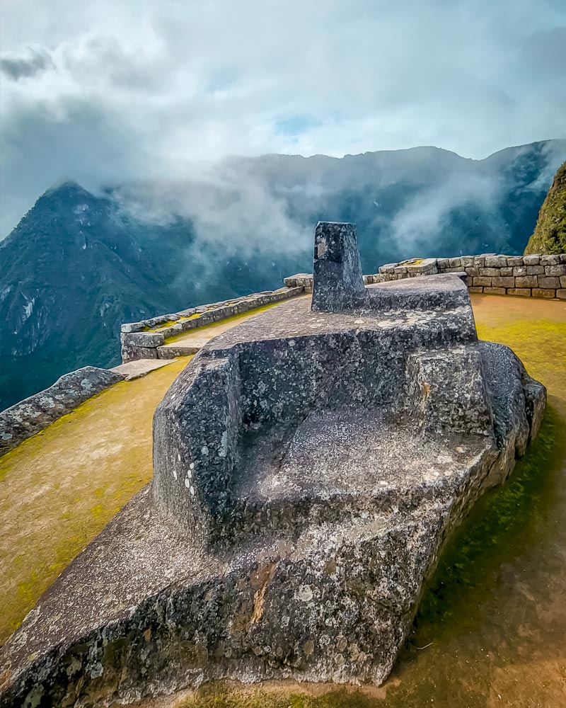 Sacred rock of the intihuatana in the citadel of Machu Picchu