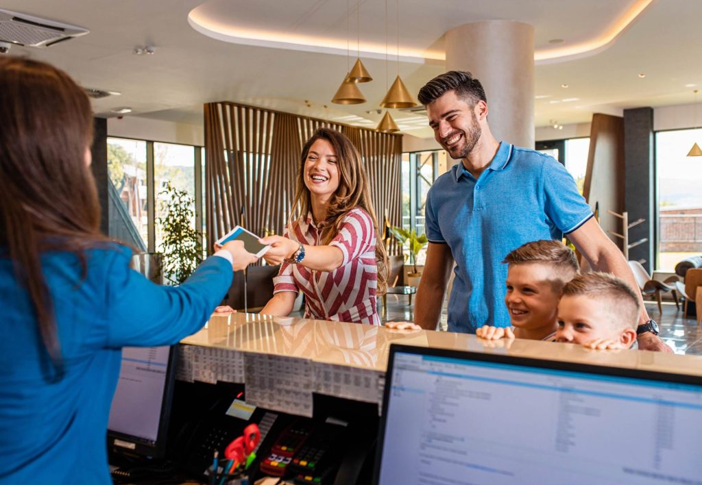 Family in a hotel