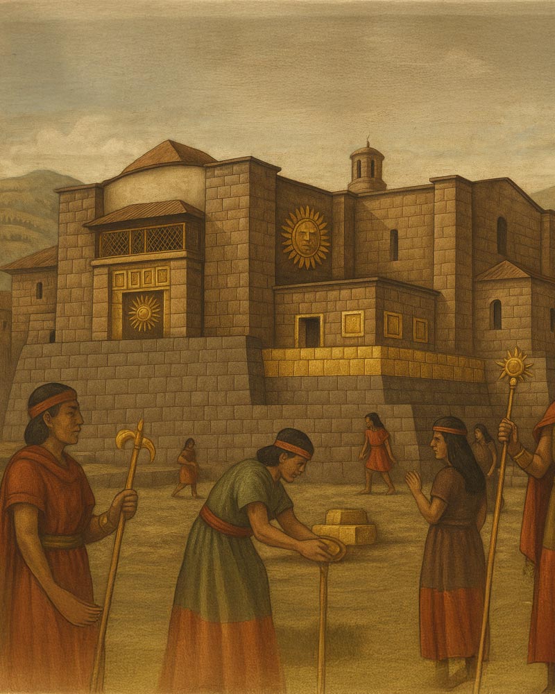AI-generated image of the Qoricancha temple in the Inca period.