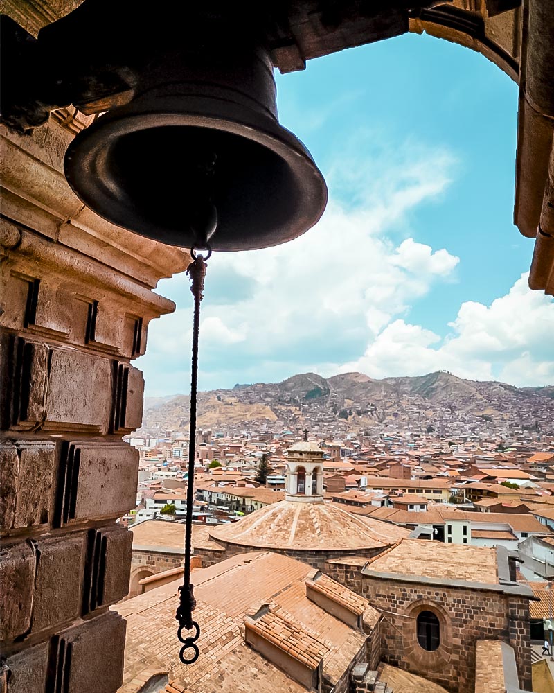Panoramic view of the city of Cusco from the Qorikancha Bell Tower.