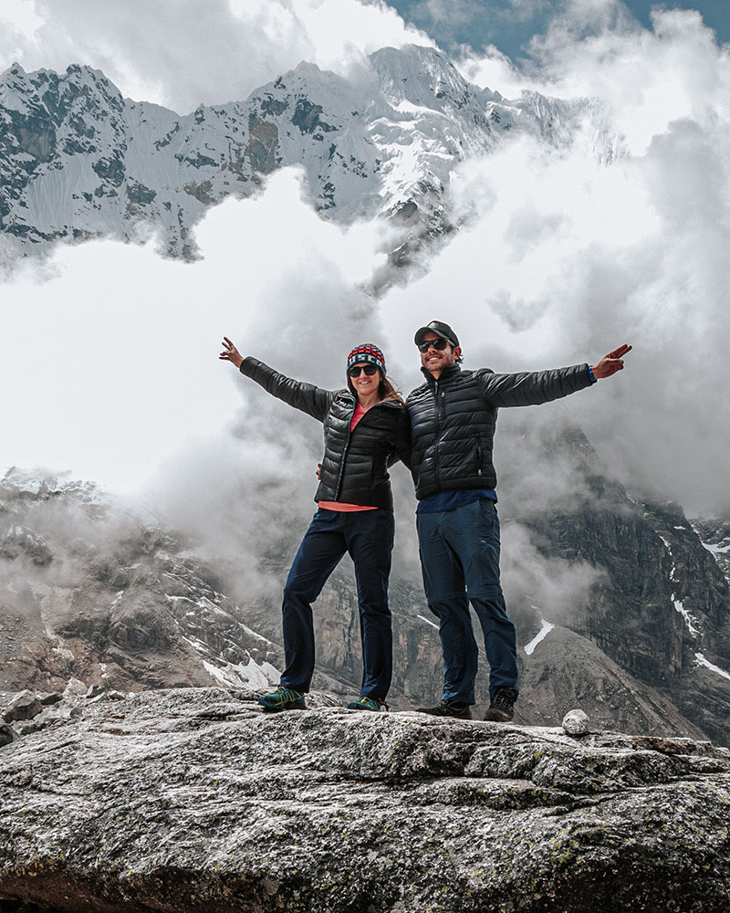 tourists at Salkantay Pass