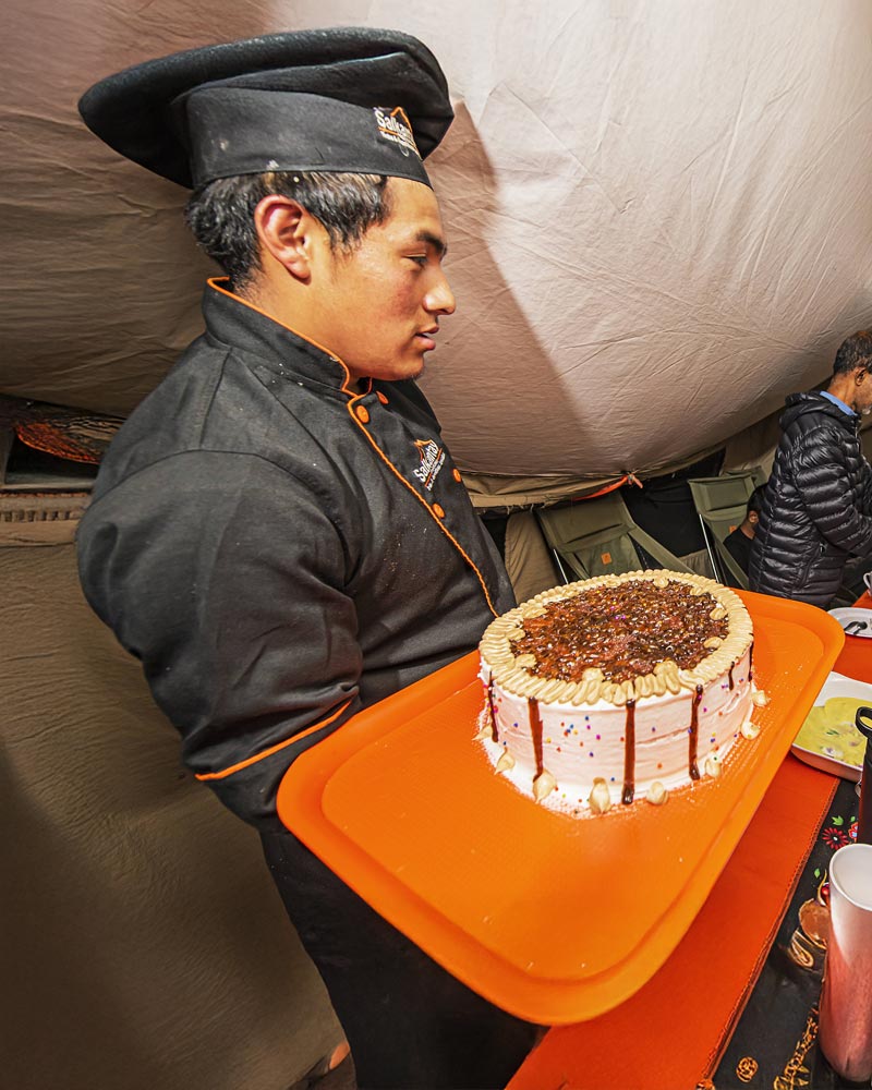 Cake preparation on the Inca Trail